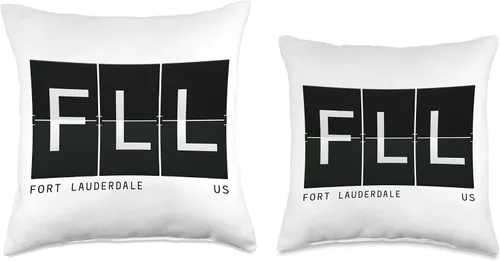 Vista 3 de FLL 'Fort Lauderdale Florida' Airport Code Retro Travel Throw Pillow