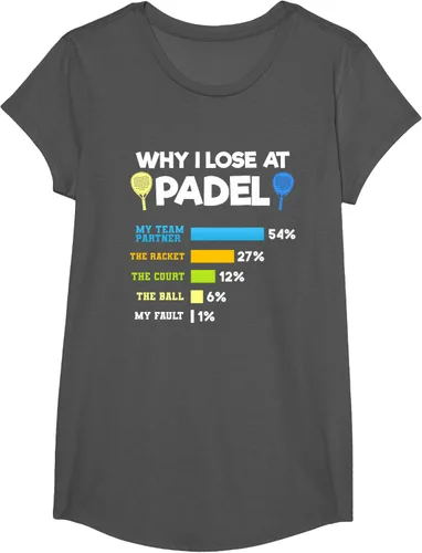 Vista 32 de Camiseta Why I Lose At Padel Answers Not My Fault