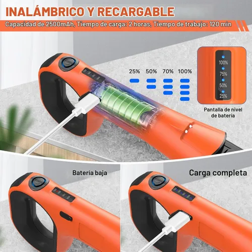 Vista 2 de Hillyfe Cepillo de parrilla para exteriores, cepillo de parrilla recargable inalámbrico con 3 cabezales de cepillo, cepillos de limpieza eléctricos