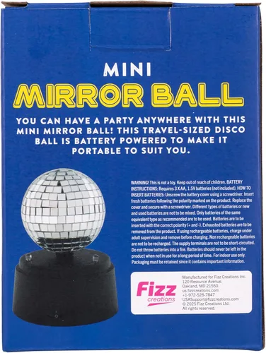 Vista 4 de Fizz Creations Mini Bola de Espejo de Disco LED – Luz de 5 Pulgadas Operada con Batería, Decoración de Fiesta Portátil, Lámpara de Ambiente