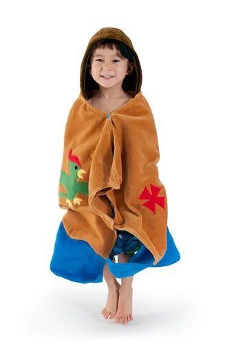 Vista 2 de Kidorable Pirate - Toalla marrón con capucha de algodón para niños con Fun X Marks the Spot, parche en los ojos, Marrón