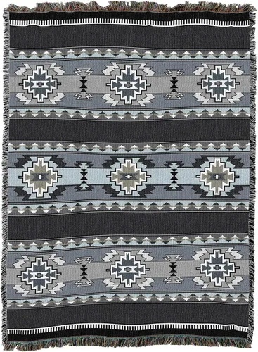 Vista 12 de Pure Country Weavers Rimrock Dusk Blanket XL – Inspirado en los nativos americanos del suroeste – Manta de regalo tejida de algodón – Fabricado