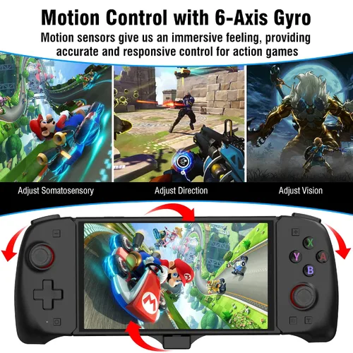 Vista 4 de CXY CHYUHSIN Joy-Con - Controlador de interruptor para Nintendo Switch, USB Plug & Play, carga rápida PD de 15 V, vibración dual y giroscopio de 6