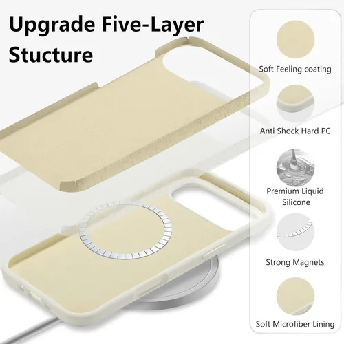 Vista 439 de Funda magnética de silicona para iPhone 13 Pro, color blanco antiguo [Compatible con Magsafe] [Forro de microfibra suave antiarañazos], funda