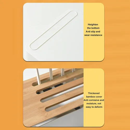Vista 8 de Caja de almacenamiento de enrutador, regleta de alimentación y organizador de cables, estante de enrutador de madera, cubierta de enrutador
