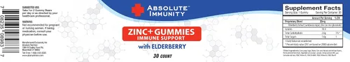 Vista 2 de Absolute Immunity - Gomitas de ZINC y saúco, salud del sistema inmunológico, adultos y niños, 30 unidades, paquete de 2