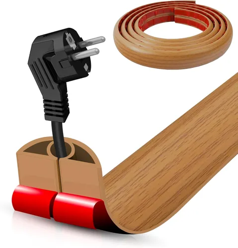 Vista 60 de Cubierta autoadhesiva para cables de suelo, gestión de cables de 3.3 pies, protector de tira de extensión para cables, evita tropiezos de cables