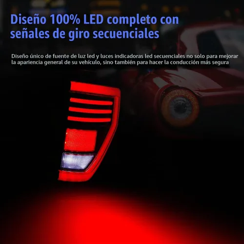Vista 4 de ROXX Luces traseras F150, conjunto de luces traseras secuenciales LED para Ford F150 2009-2014 modelo Styleside solamente, par de luces traseras LED