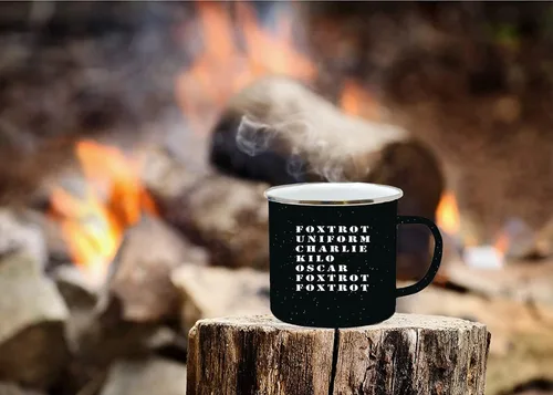 Vista 5 de Rogue River Tactical Foxtrot - Taza de café esmaltada para campamento, regalo para veterano militar o servicio activo