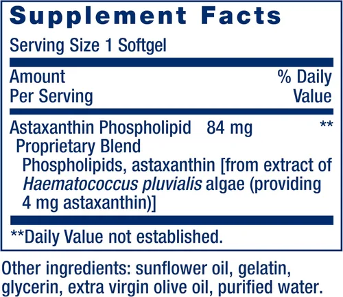 Vista 3 de Life Extension Astaxanthin with Phospholipids – Antioxidant Support, Eye Health – Algae-Derived – Gluten-Free, Non-GMO – 30 Softgels