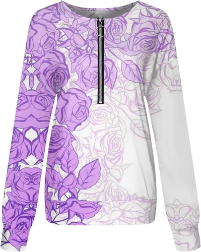 Vista 2 de Camisetas de manga larga para mujer, con cuello con cremallera, camisetas estampadas, blusas de moda, ajustadas, sudaderas elásticas