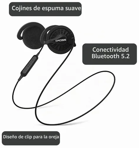 Vista 3 de Koss KSC35 Auriculares inalámbricos Bluetooth con clip para la oreja, negro