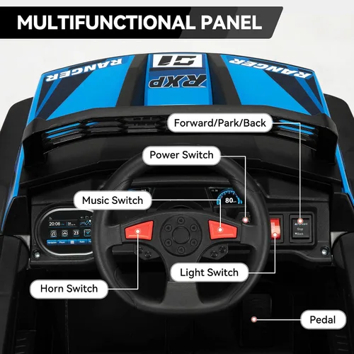 Vista 6 de TOBBI Coche eléctrico para niños de 12 V, camión de juguete para conducir Azul