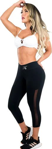 Vista 3 de Levantador de Butt Capri Deportes Leggings con Cintura Alta Interna Fajas Powernet Supplex Levanta Cola Pantalones Colombianos 407BB