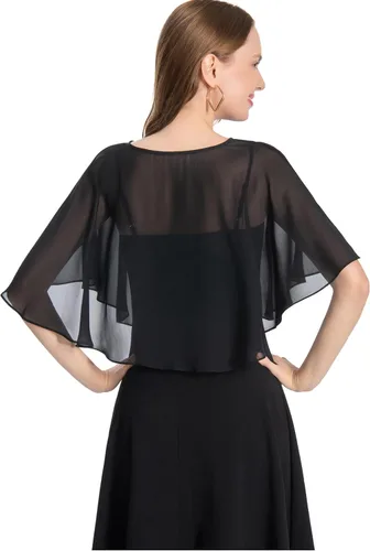 Vista 6 de Capelets for Women Soft Chiffon Shawls Wraps Shurg for Evening Wedding Capes Bolero Cover Up