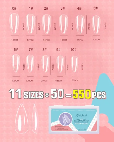 Vista 4 de Gelike EC Kit de puntas de gel suave de almendra mediana con gel de pegamento de uñas 6 en 1