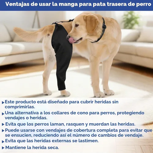 Vista 9 de BARKLESS Manga de pierna trasera para un solo perro para dejar de lamer, traje de recuperación transpirable para perro macho hembra para poscirugía