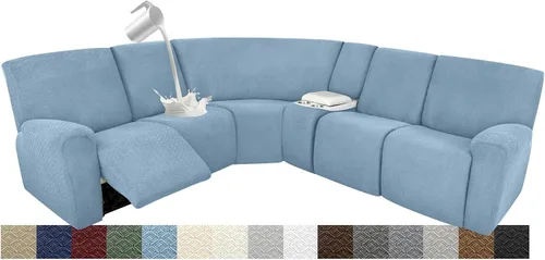 Vista 51 de Fundas impermeables de sofá reclinable modular para sofás reclinables, lavable en forma de L, para perros, fundas elásticas para sofá reclinable
