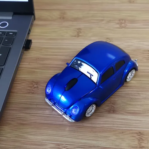 Vista 4 de SDGSQHA Mouse inalámbrico para computadora, mouse óptico inalámbrico de 2.4 GHz, ratón de computadora de automóvil, mouse azul, mouse