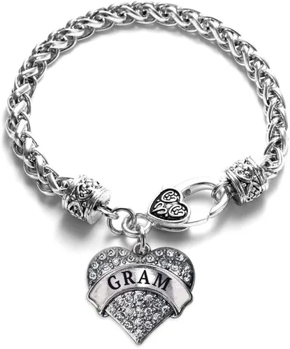 Vista 122 de Pulsera de plata con dije de corazón pavé con joyas de circonita cúbica