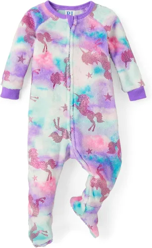 Vista 10 de The Children's Place Pijama de una pieza con pies y cremallera frontal para bebés y niños pequeños tartán acogedor