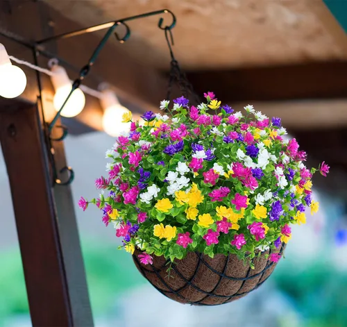 Vista 5 de 16 paquetes de flores artificiales para exteriores, resistentes a los rayos UV, plantas de boj falsas, vegetación sintética para interiores y Mezcla