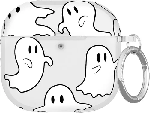 Vista 31 de VELVET CAVIAR Funda compatible con AirPods 4 con llavero, bonitas fundas protectoras duras de 4ª generación para mujer, diseño de lunares azules