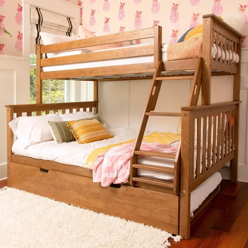 Vista 18 de Max & Lily - Litera, marco de cama individual sobre cama matrimonial para niños, color azul. Climb with Confidence, Sturdiness Redefined