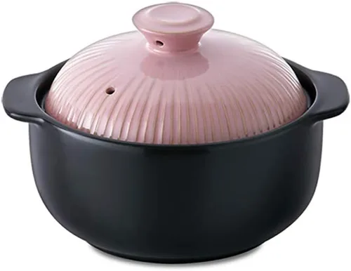 Vista 7 de Kitchen Flower Lucia - Olla caliente de cerámica esmaltada natural (vintage azul, 21.1 fl oz)