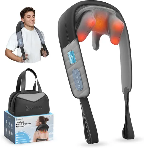 Vista 13 de COMFIER Masajeador de cuello inalámbrico con calor, masajeador de espalda para aliviar el dolor de tejido profundo, masaje Shiatsu 3D de cuello