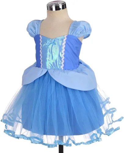 Vista 3 de Lito Angels Disfraz de princesa de tul para niñas pequeñas, disfraz de cuento de hadas de Navidad, fiesta de Halloween con accesorios Azul