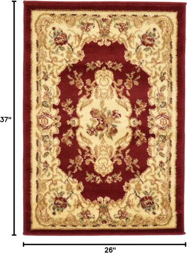 Vista 2 de Unique Loom colección Versailles - Alfombra clásica tradicional con motivo de medallón; 2' 2 x 3' 0 pies, rectangular, color borgoña/marfil