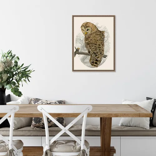 Vista 6 de Amanti Art Lienzo enmarcado para pared, 24 x 18 pulgadas, búho barrado II, por Melissa Wang, lienzo enmarcado para pared, obras de arte de animales