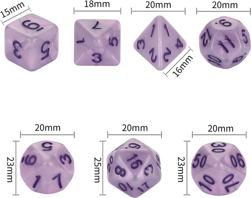 Vista 3 de DND Dice, 5 x 7 juegos (35 piezas) de dados de poliedro para Dungeons & Dragons RPG MTG DND juego de mesa con 1 bolsa gratis