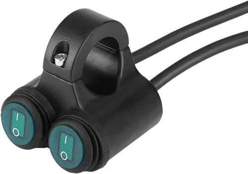 Vista 9 de Interruptor universal de luz para manillar de motocicleta de 0.866 in, luces antiniebla para manillar, interruptor de botón de control doble (A)