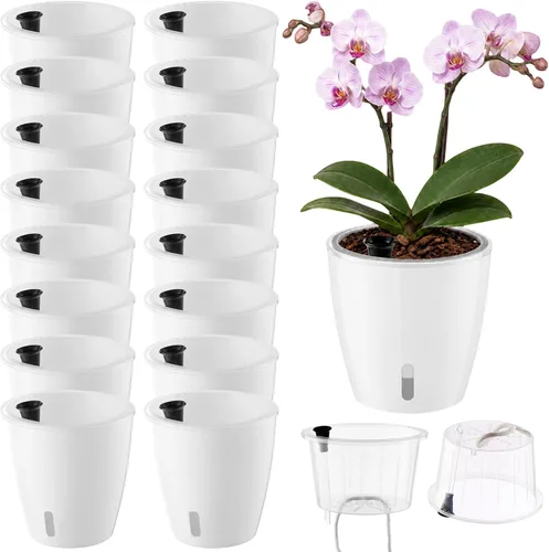 Vista 11 de Macetas transparentes de riego automático para plantas de interior, paquete de 3 macetas de riego automático de 6.7 pulgadas, macetas transparentes