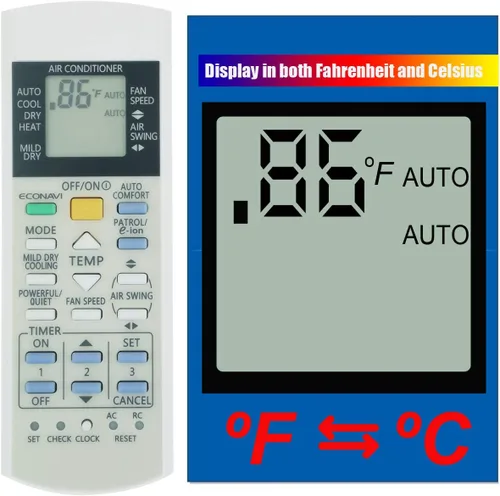 Vista 2 de Repuesto para control remoto de aire acondicionado Panasonic A75C2913 CWA75C2913 (pantalla tanto en Fahrenheit como Celsius)