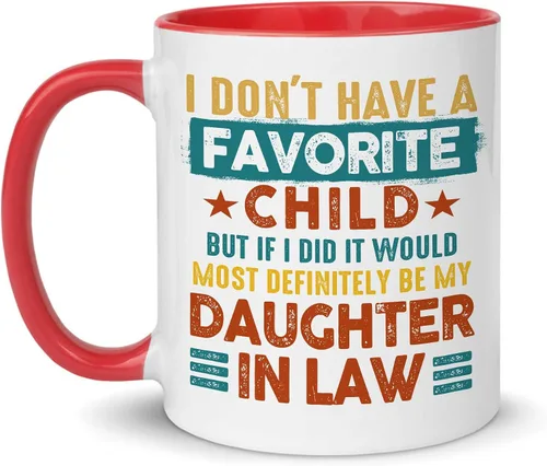 Vista 3 de Taza con texto en inglés "I Don't Have A Favorite Child, My Daughter-In-Law is My Favorite Child, divertida taza de café para suegra de nuera