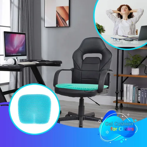 Vista 6 de masteymoh Cojín de asiento de gel para sentarse durante mucho tiempo, cojines de gel para aliviar las úlceras por presión, 18.5 x 17.3 x 1.2