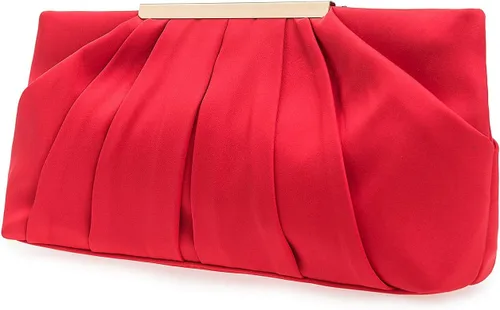 Vista 10 de Bolso de mano elegante de noche CHARMING TAILOR con plisados de satén, bolso formal sencillo y elegante para mujer Negro
