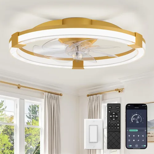 Vista 18 de LEDIARY Ventilador de techo con luz, lámpara de bajo perfil de 20 pulgadas Blanco
