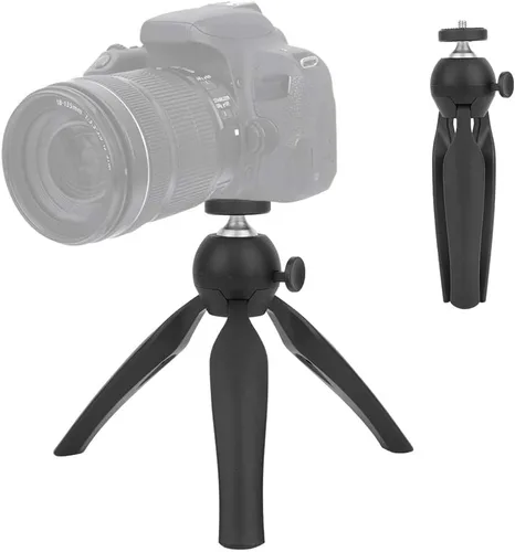 Vista 8 de Mini trípode, 14.5cm/5.7in Altura de trabajo Mesa Pequeño Teléfono Trípode Montaje en Trípode Cámara Web Soporte Live Steming Trípode, Negro