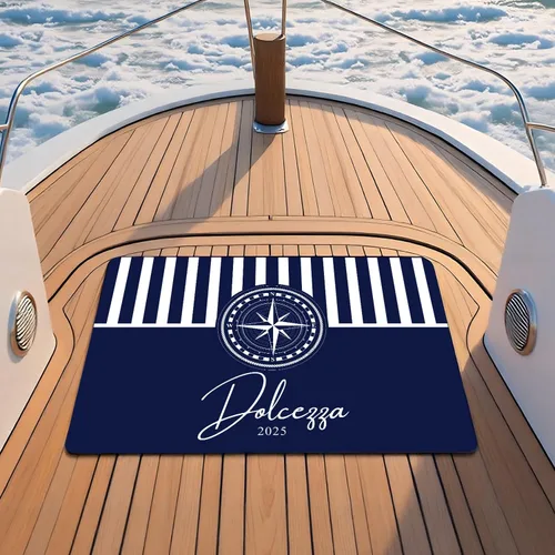 Vista 10 de Tapete náutico personalizado con nombre personalizado, alfombra de bienvenida para yate, puerto deportivo, muelle o retiro en el lago, tapete