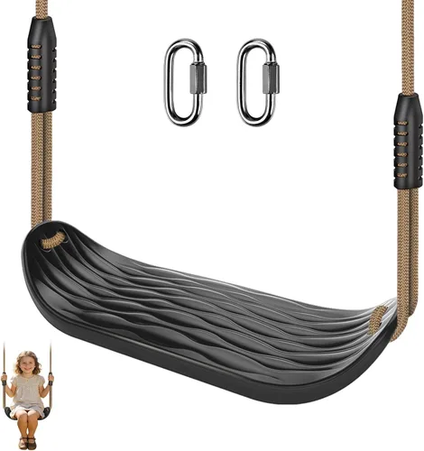 Vista 12 de SELEWARE Asiento de columpio para niños pequeños con respaldo alto de cubeta completa de servicio pesado con mosquetones de bloqueo y cuerda