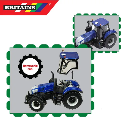 Vista 7 de Britains 1:32 New Holland T8.435 - Juego de tractores coleccionables para niños, tractor de juguete compatible con todos los juguetes de granja a
