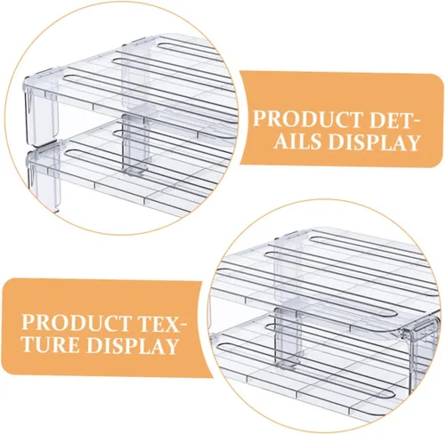 Vista 4 de SHOWERORO - Estante apilable para congelador, 2 unidades, estante de almacenamiento de cocina de 11.12 x 9.55 x 5.70 pulgadas, estante plegable