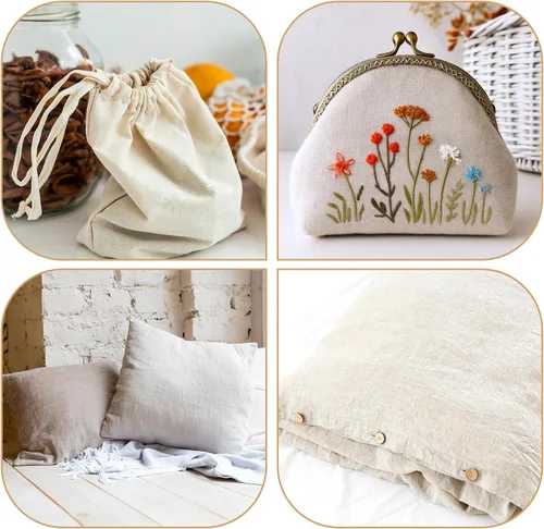 Vista 4 de Tela de muselina de algodón de 63 x 40 pulgadas, tela de lino de muselina sin blanquear, telas de muselina de algodón natural beige para coser ropa