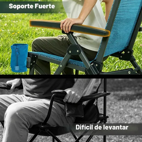 Vista 7 de SUNNYFEEL Silla de camping plegable de respaldo alto 500 libras con marco