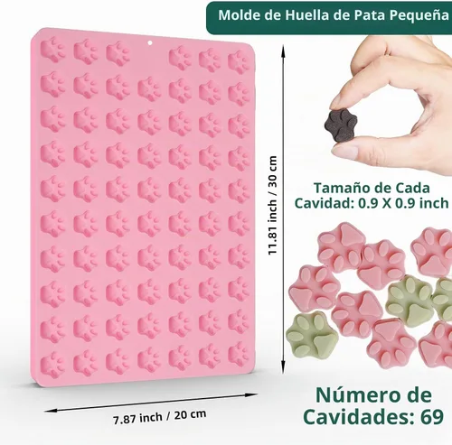 Vista 5 de Mini Moldes de Silicona con Huellas de Patas, 69 Cavidades de Grado Alimenticio Molde de Huellas de Patas para Chocolate, Dulces, Gelatina, Gomitas