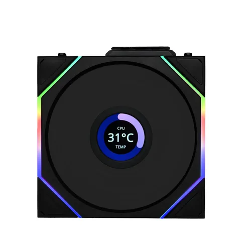 Vista 2 de Lian Li UNI - Ventilador Fan TL LCD Inalámbrico 120-Paquete Único-Señal Inalámbrica de 2.4 GHz, Ventilador ARGB-Espejo Infinito-Cadena de Margarita